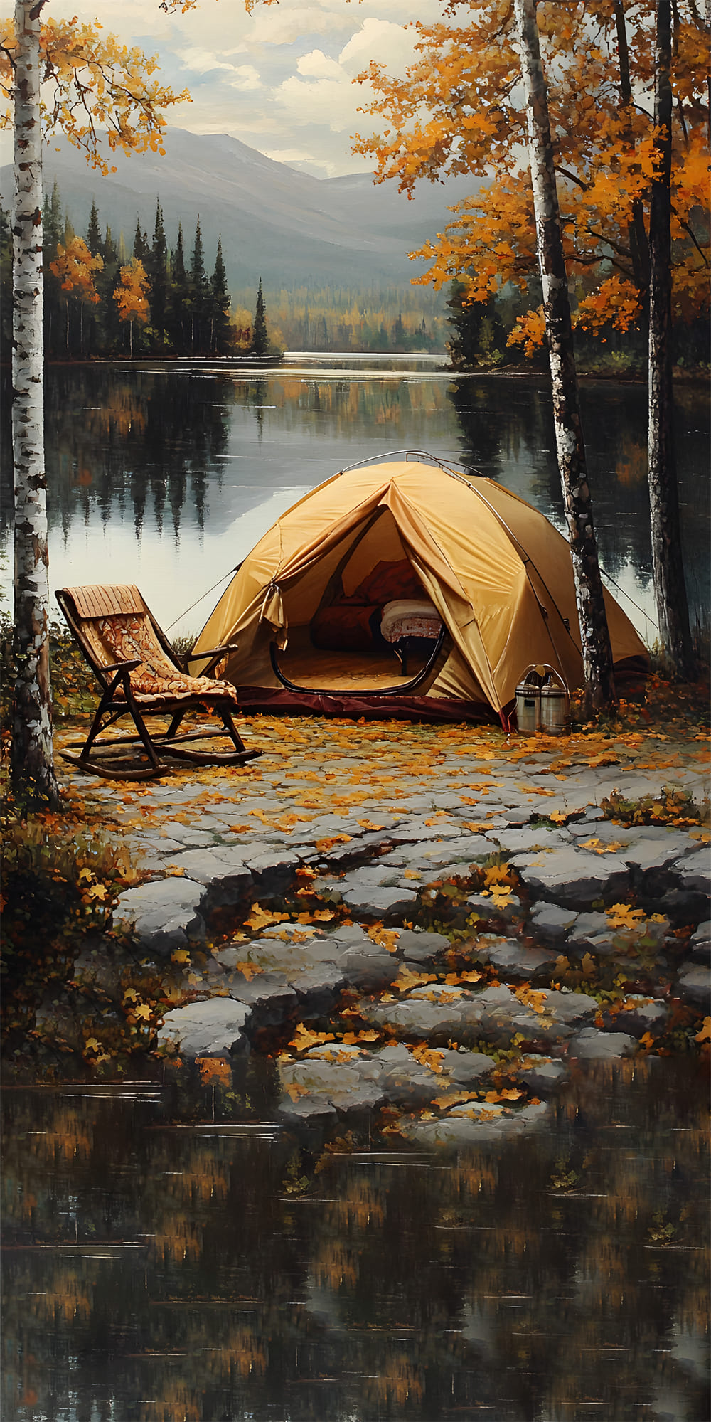 Autunno Alberi Di Acero Lago Scenario Spazzata Sullo Sfondo RR8-330