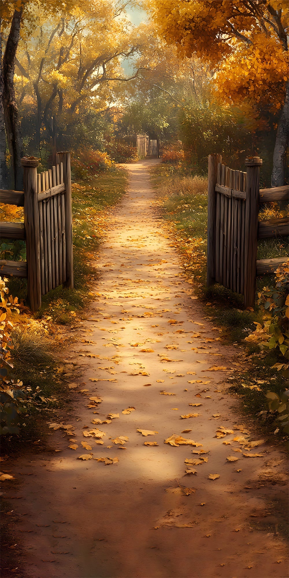 Sfondo Del Percorso Delle Foglie D'Acero Di Autumn Cottage Sweep RR8-334