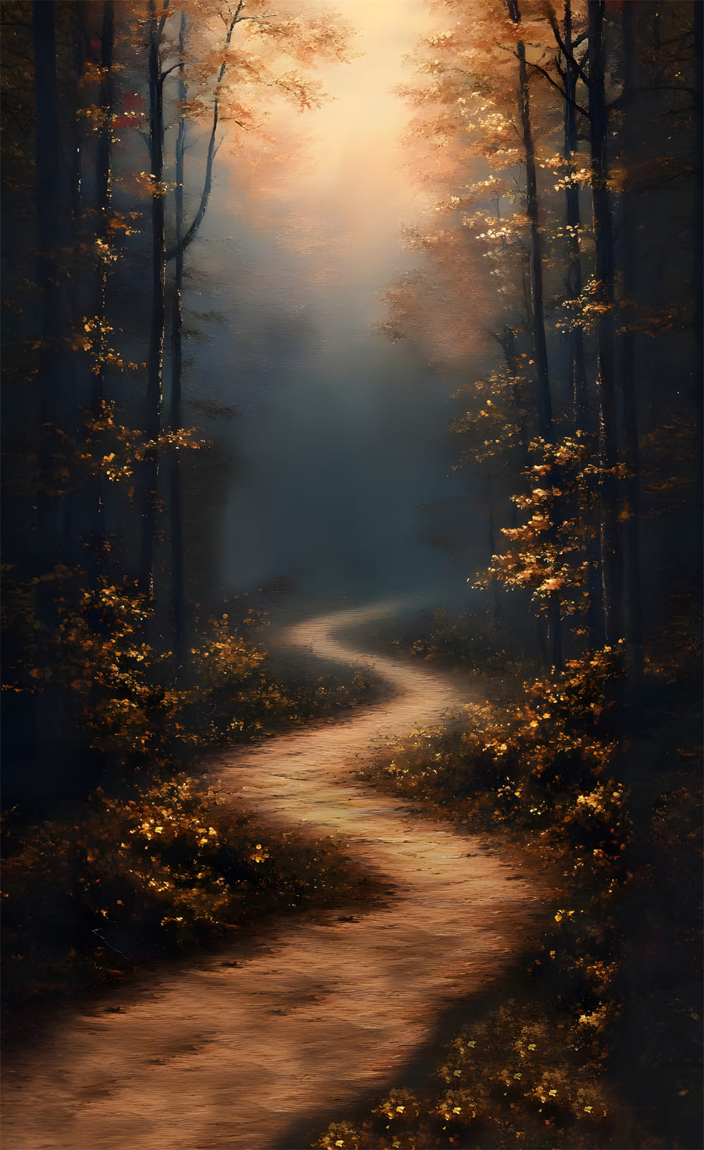 Sfondo Fotografico Con Alberi Di Acero E Percorso Autunnale RR8-335