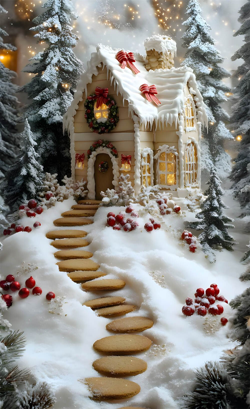 Sfondo Di Alberi Innevati Di Christmas Candy House Sweep RR8-365