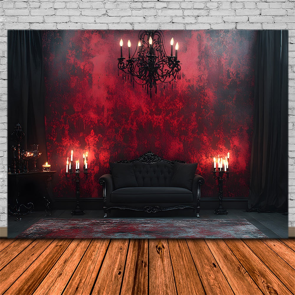 Sfondo Di Candele Da Muro Rosso Nero Gotico Di Halloween RR8-371