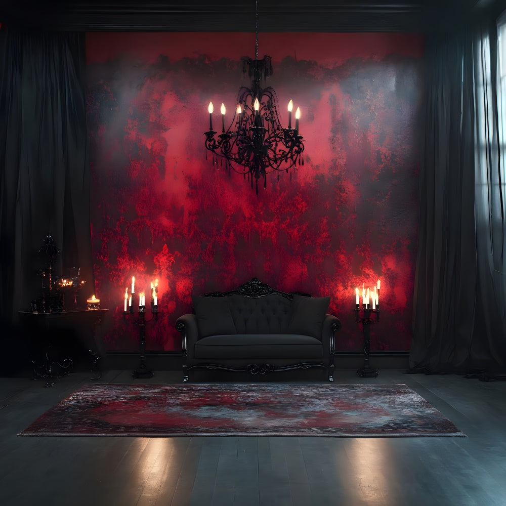 Sfondo Di Candele Da Muro Rosso Nero Gotico Di Halloween RR8-371