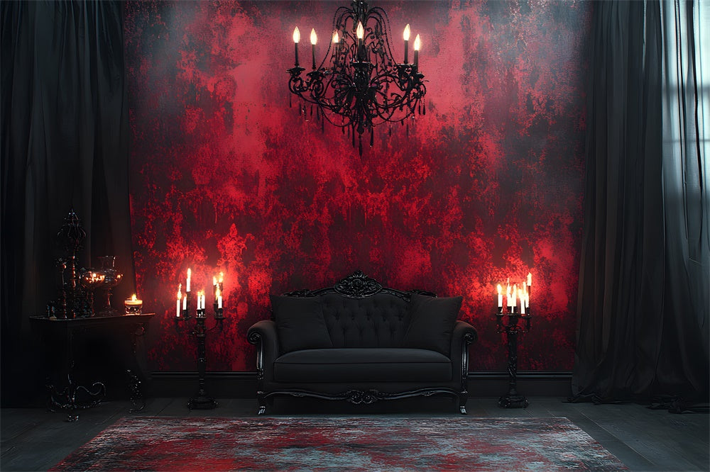 Sfondo Di Candele Da Muro Rosso Nero Gotico Di Halloween RR8-371