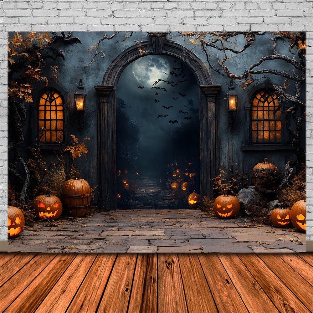 Sfondo Del Cancello Del Cimitero Della Notte Di Halloween Spettrale RR8-373