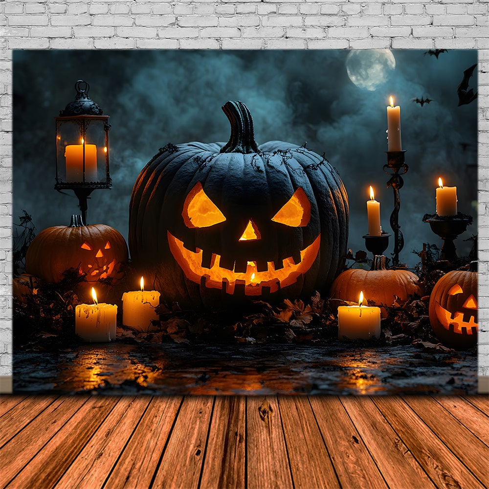 Candele Di Zucca Malvagie Sfondo Luna Di Halloween RR8-375