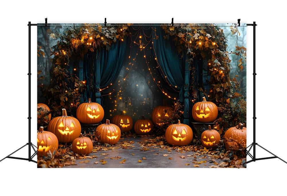 Sfondo Di Luci Di Stringa Di Lanterne Di Zucca Di Halloween RR8-377