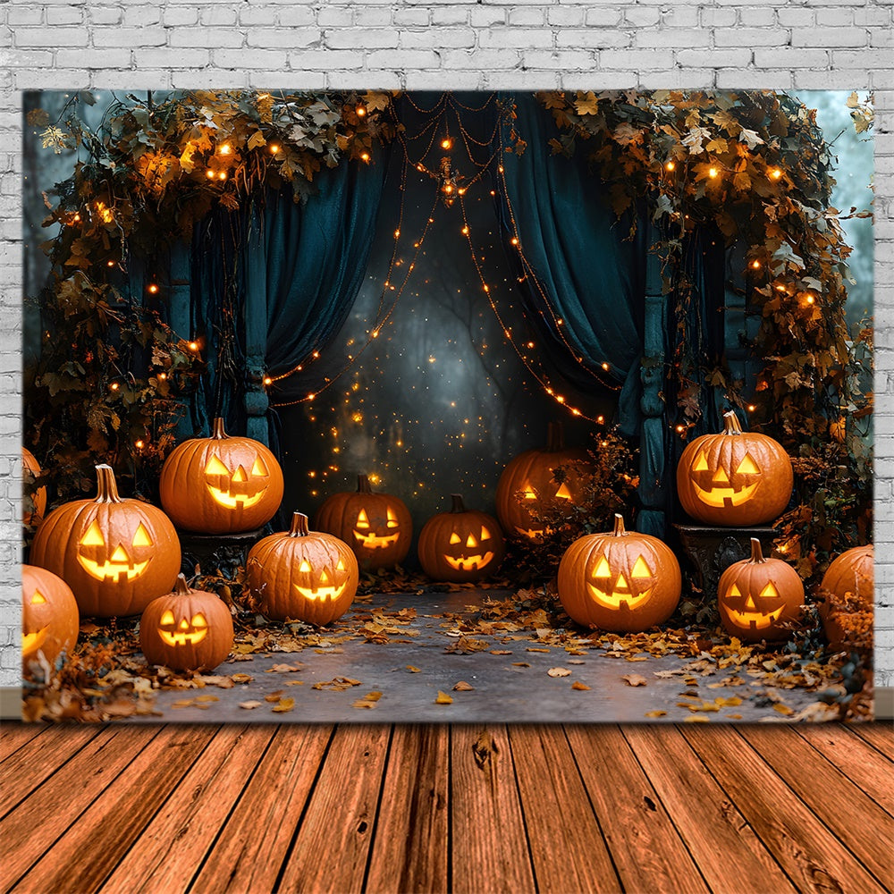 Sfondo Di Luci Di Stringa Di Lanterne Di Zucca Di Halloween RR8-377