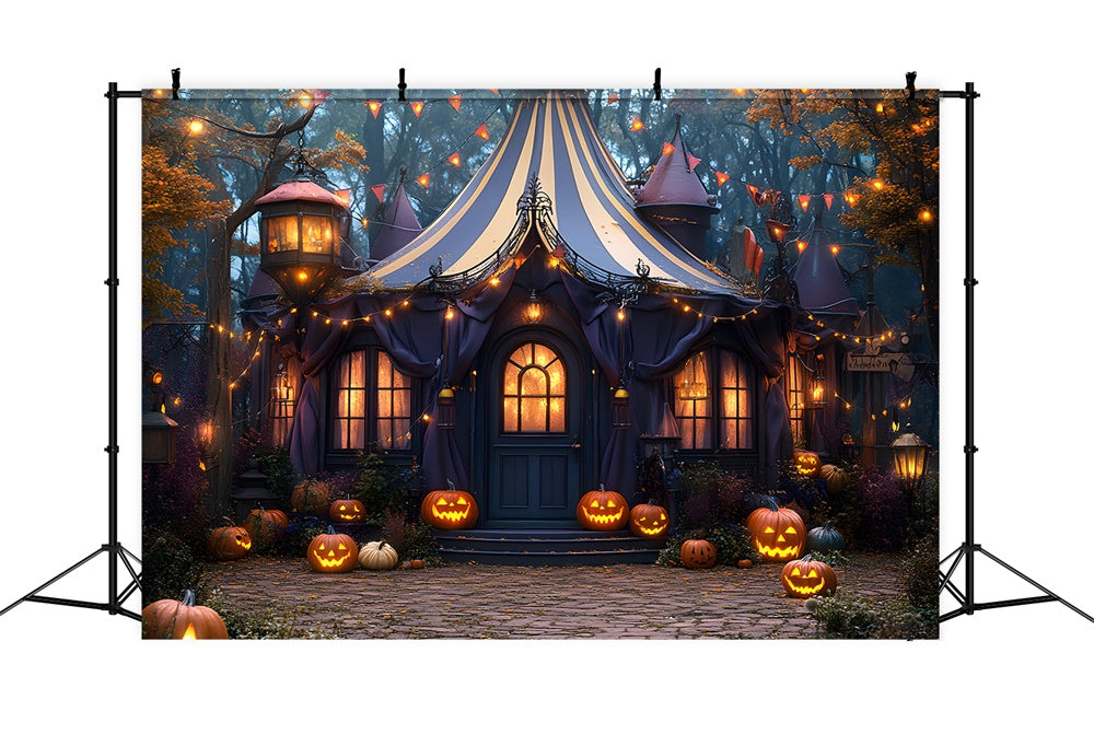 Sfondo Di Lanterne Di Zucca Della Tenda Incantata Di Halloween RR8-380