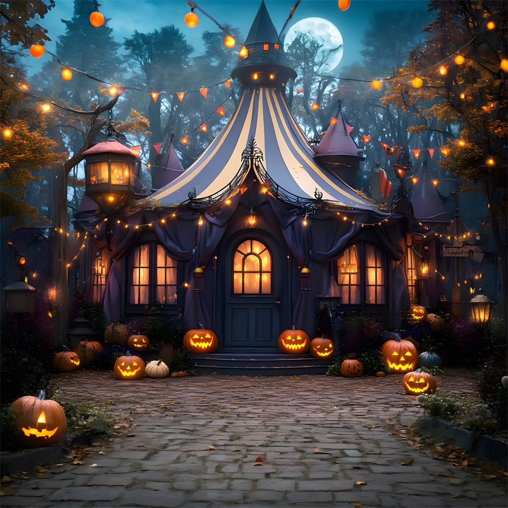 Sfondo Di Lanterne Di Zucca Della Tenda Incantata Di Halloween RR8-380
