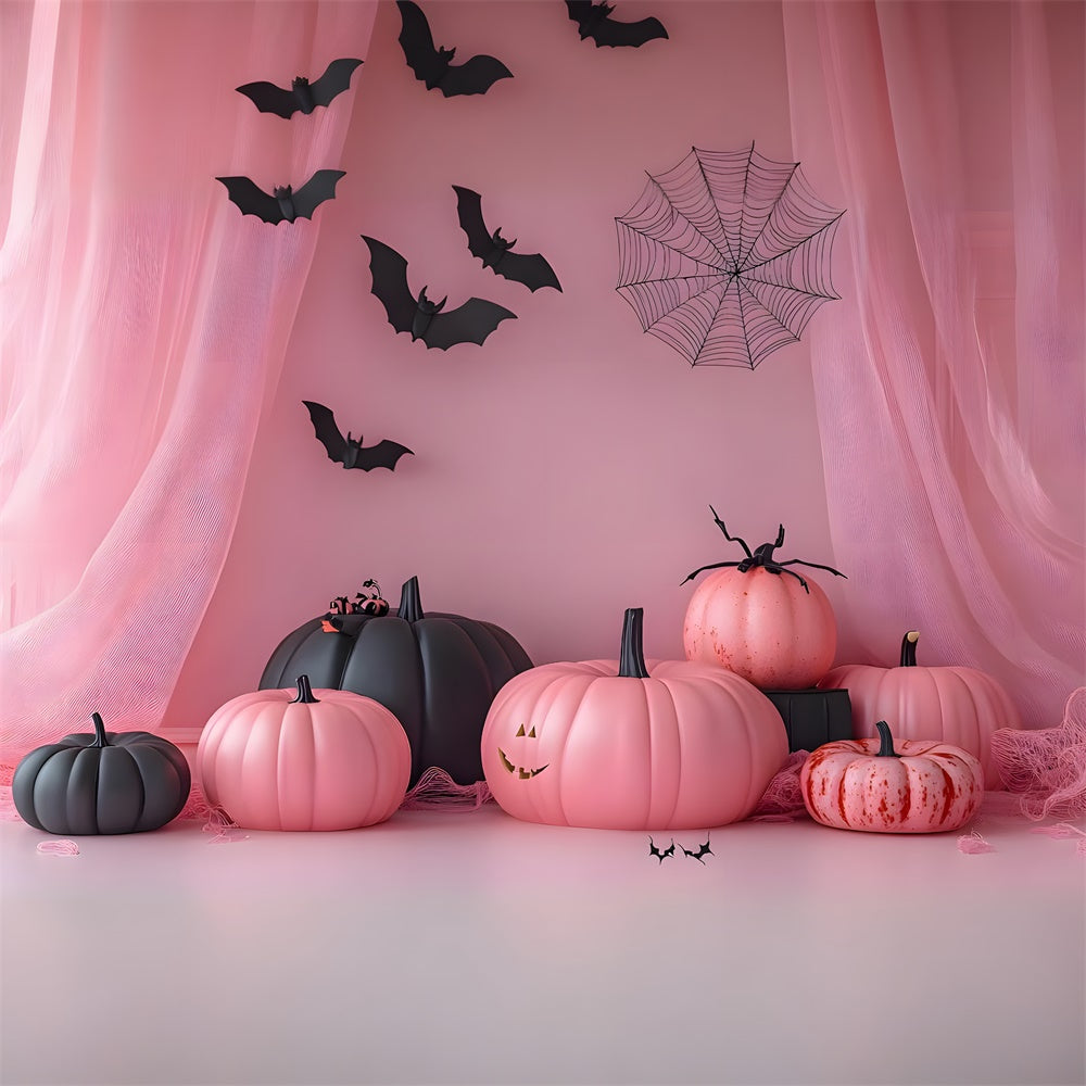 Sfondo Di Halloween Con Zucche Rosa Per Tende RR8-386