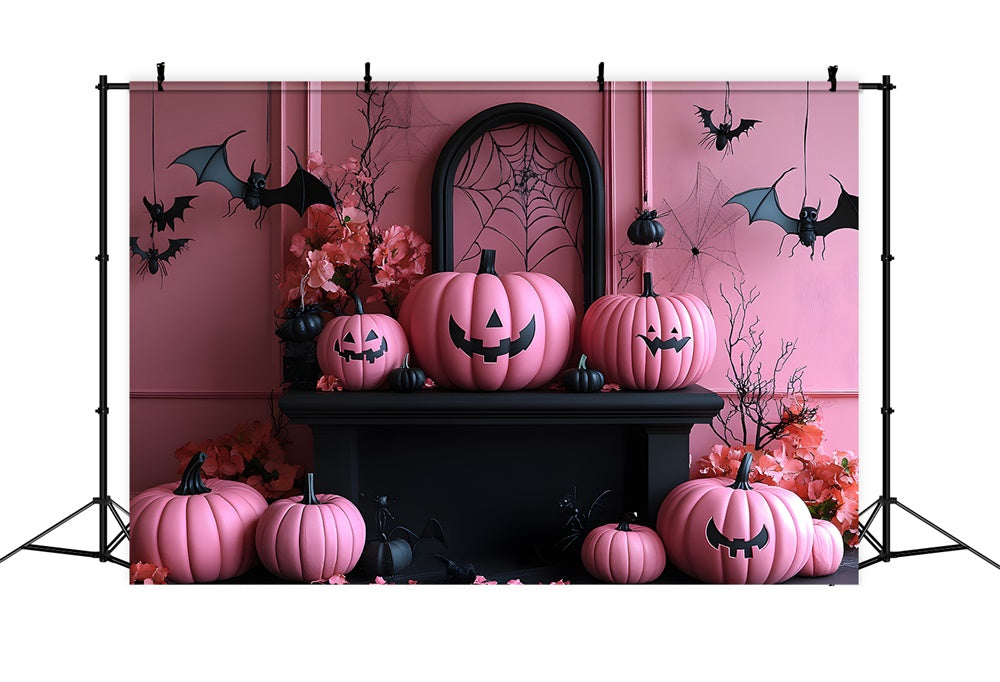 Sfondo Di Halloween Pink Evils Zucche Pipistrelli RR8-389