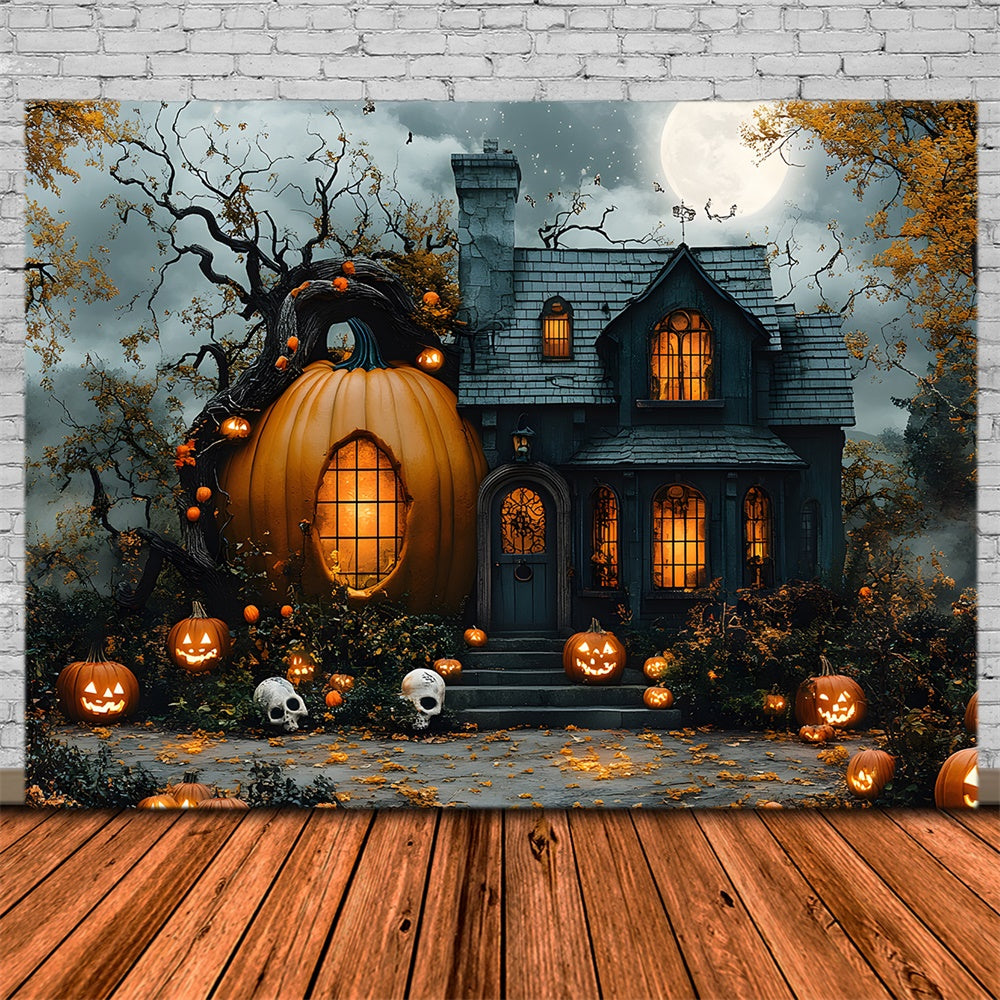 Sfondo Della Casa Magica Della Zucca Della Luna Di Halloween RR8-392