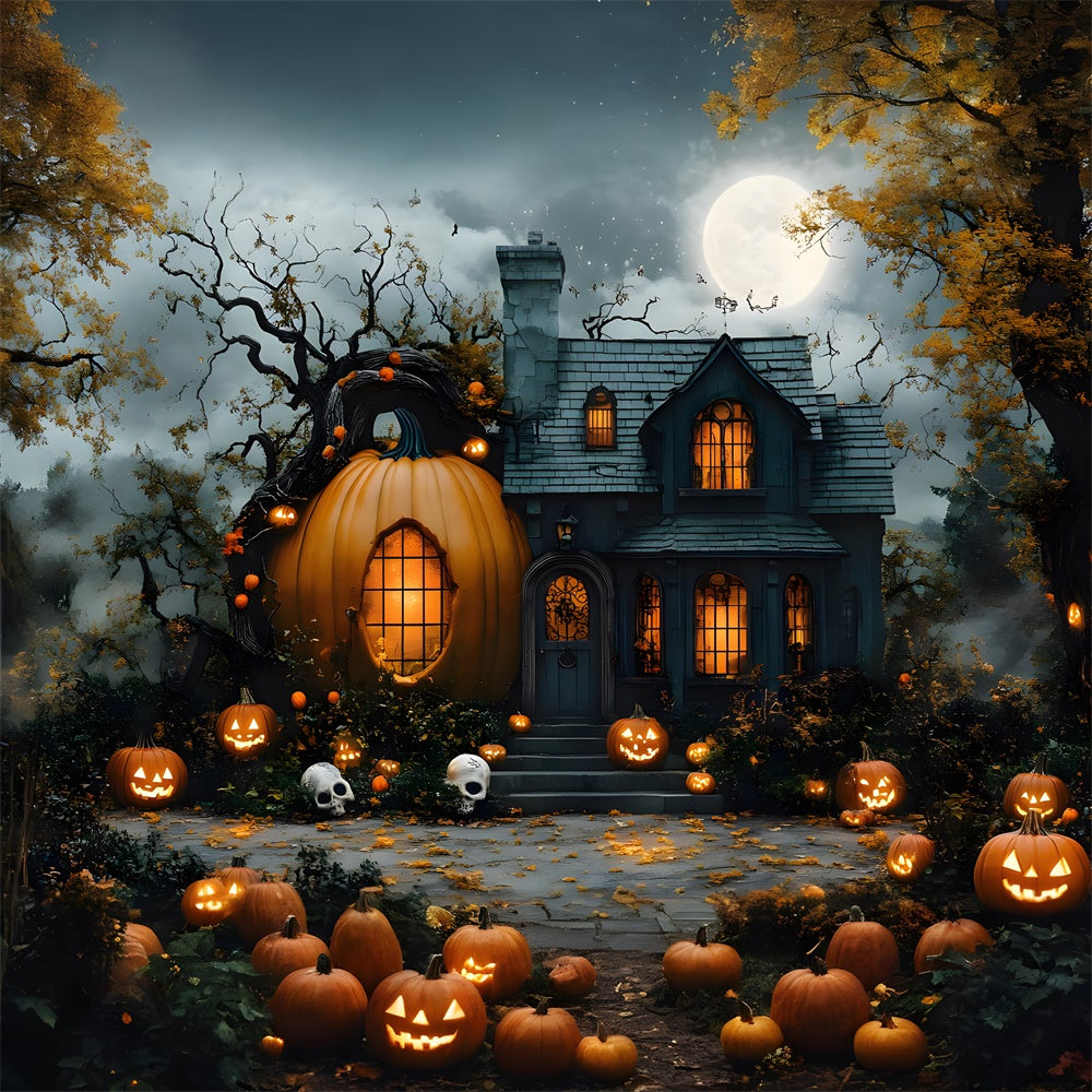 Sfondo Della Casa Magica Della Zucca Della Luna Di Halloween RR8-392