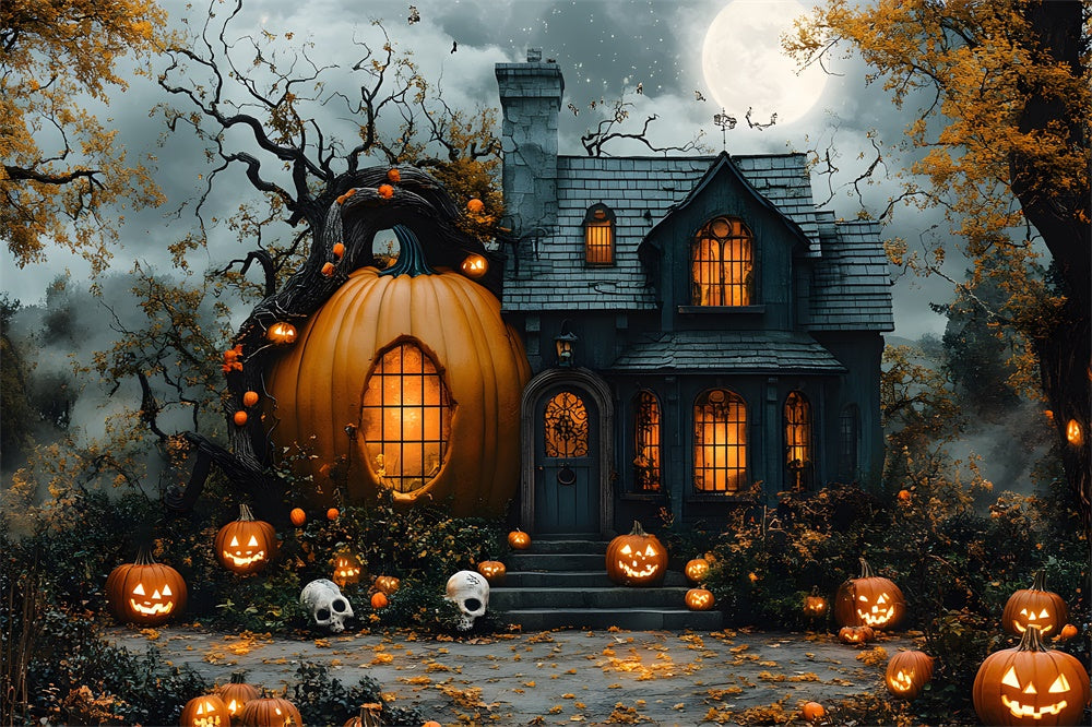 Sfondo Della Casa Magica Della Zucca Della Luna Di Halloween RR8-392