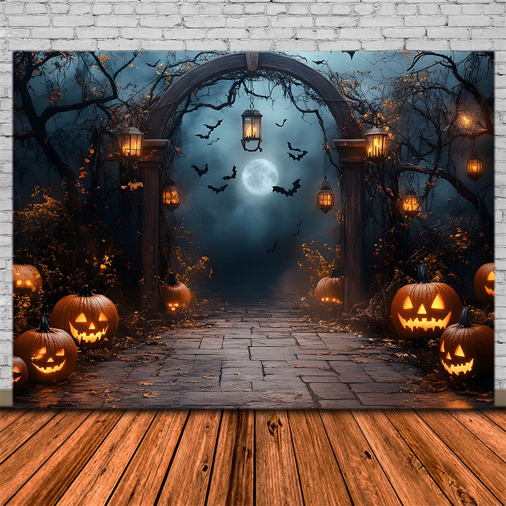 Sfondo Del Cancello Del Cimitero Della Notte Spettrale Di Halloween RR8-393