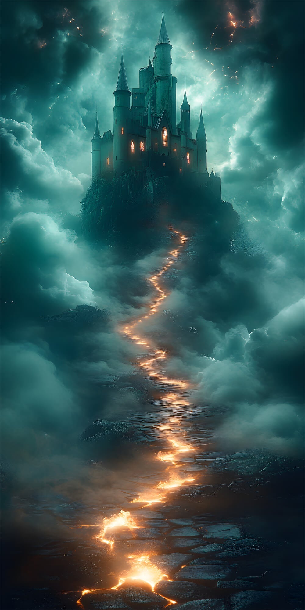 Sfondo Di Spazzata Del Castello Stregato Della Notte Di Halloween RR8-401