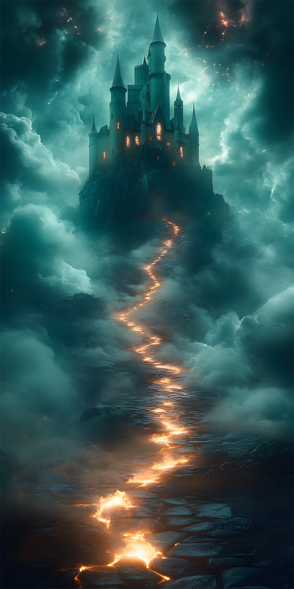 Sfondo Di Spazzata Del Castello Stregato Della Notte Di Halloween RR8-401