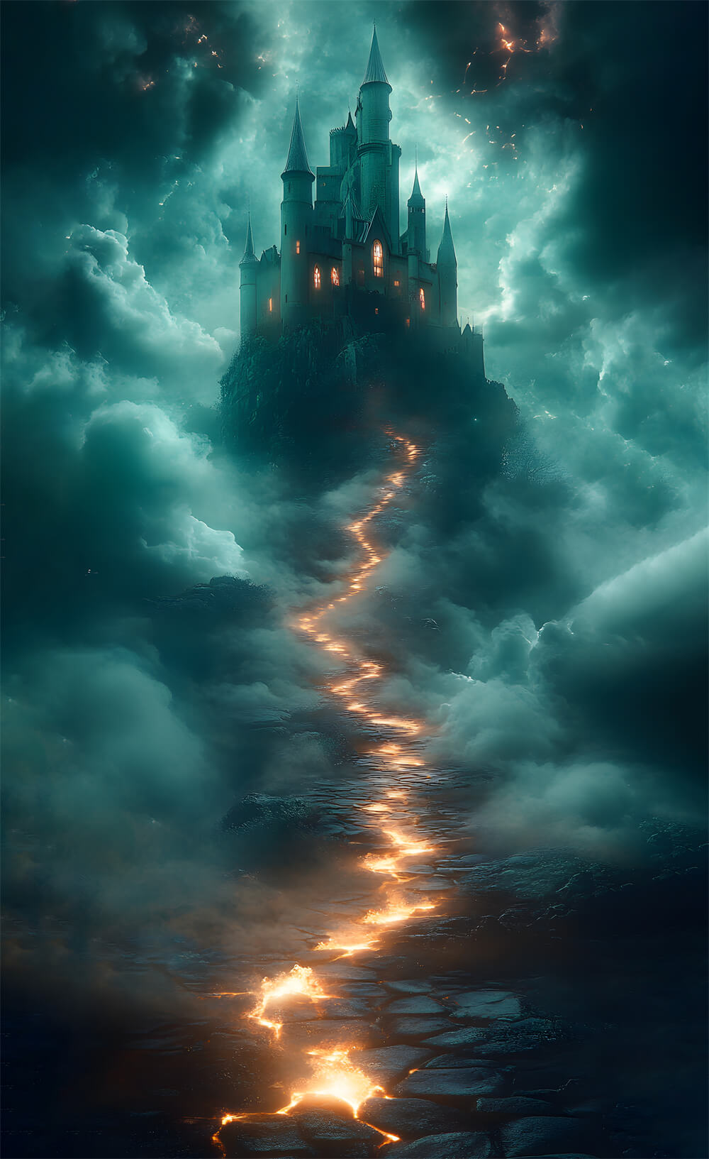 Sfondo Di Spazzata Del Castello Stregato Della Notte Di Halloween RR8-401