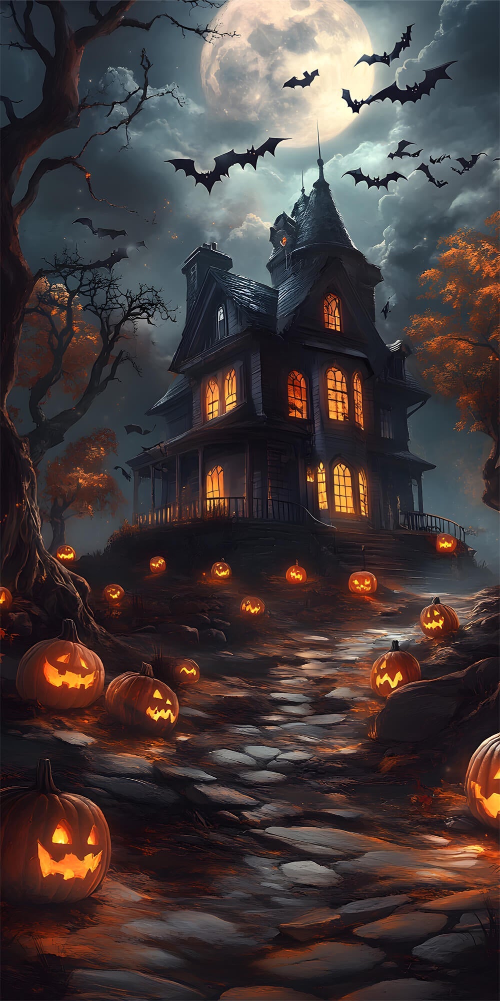 Sfondo Di Zucca Di Halloween Sweep Witch House Moon RR8-404
