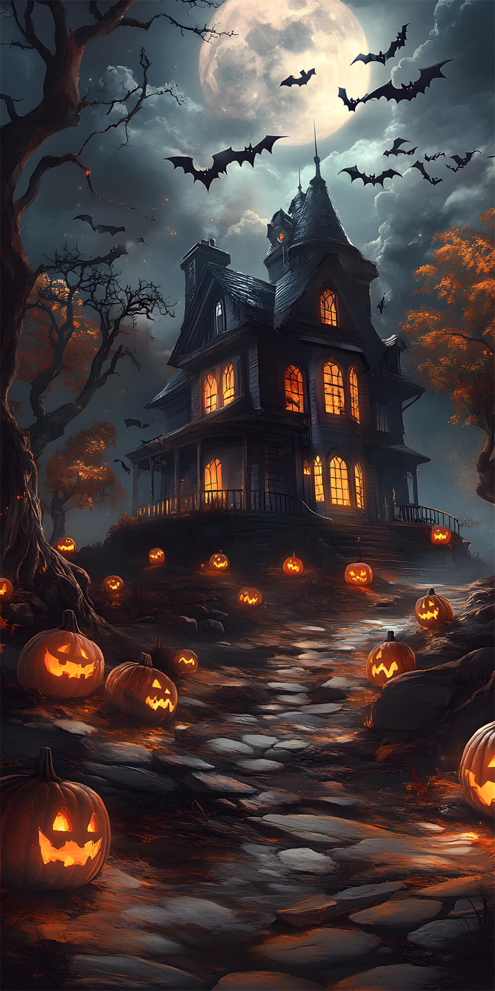 Sfondo Di Zucca Di Halloween Sweep Witch House Moon RR8-404