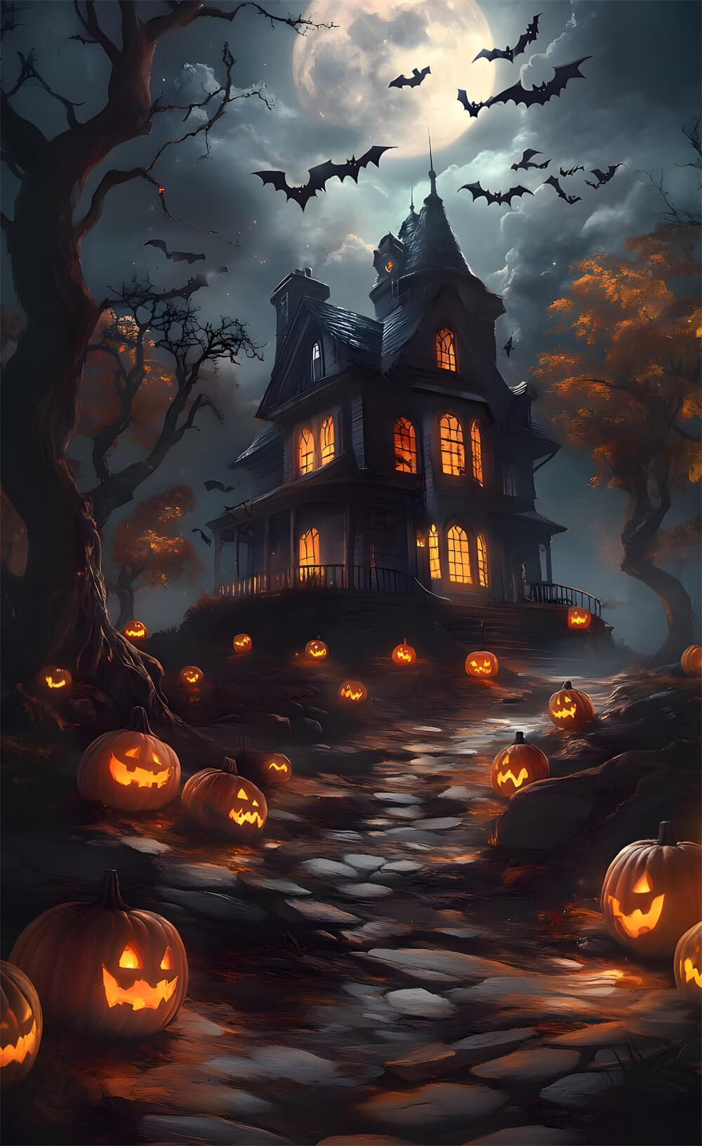Sfondo Di Zucca Di Halloween Sweep Witch House Moon RR8-404