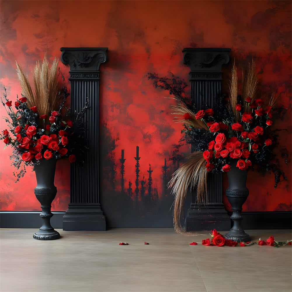 Sfondo Candela Boho Con Rosa Rossa Gotica RR8-422