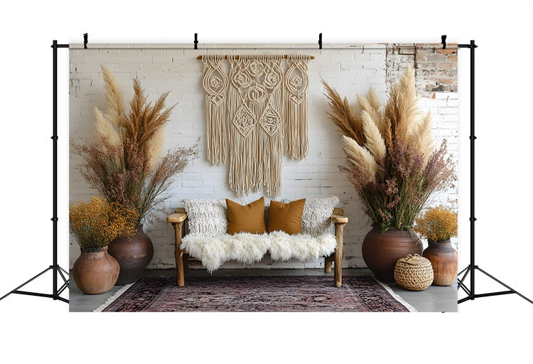 Sfondo Di Matrimonio Stravagante Con Fiori Di Pampa RR8-442