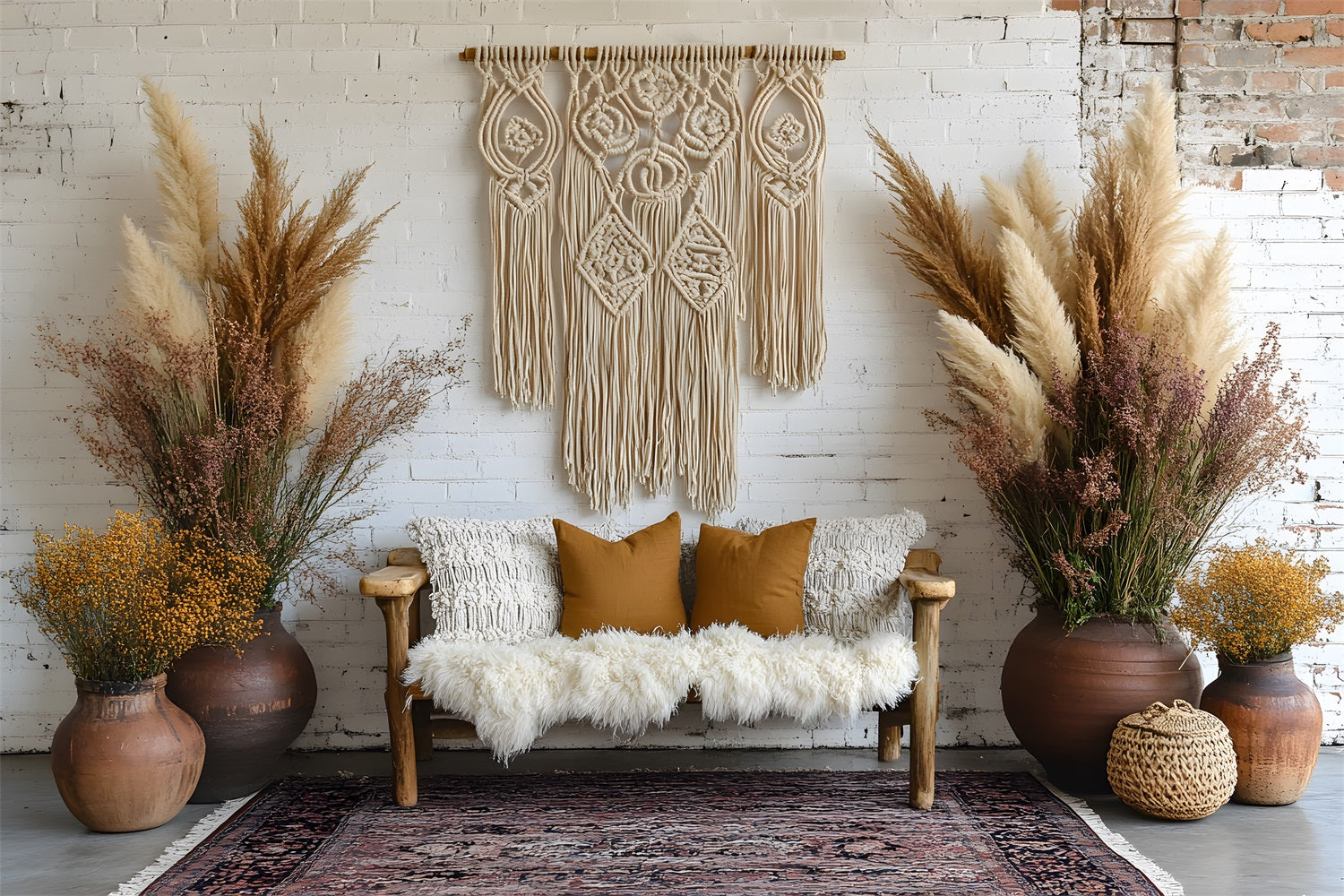 Sfondo Di Matrimonio Stravagante Con Fiori Di Pampa RR8-442