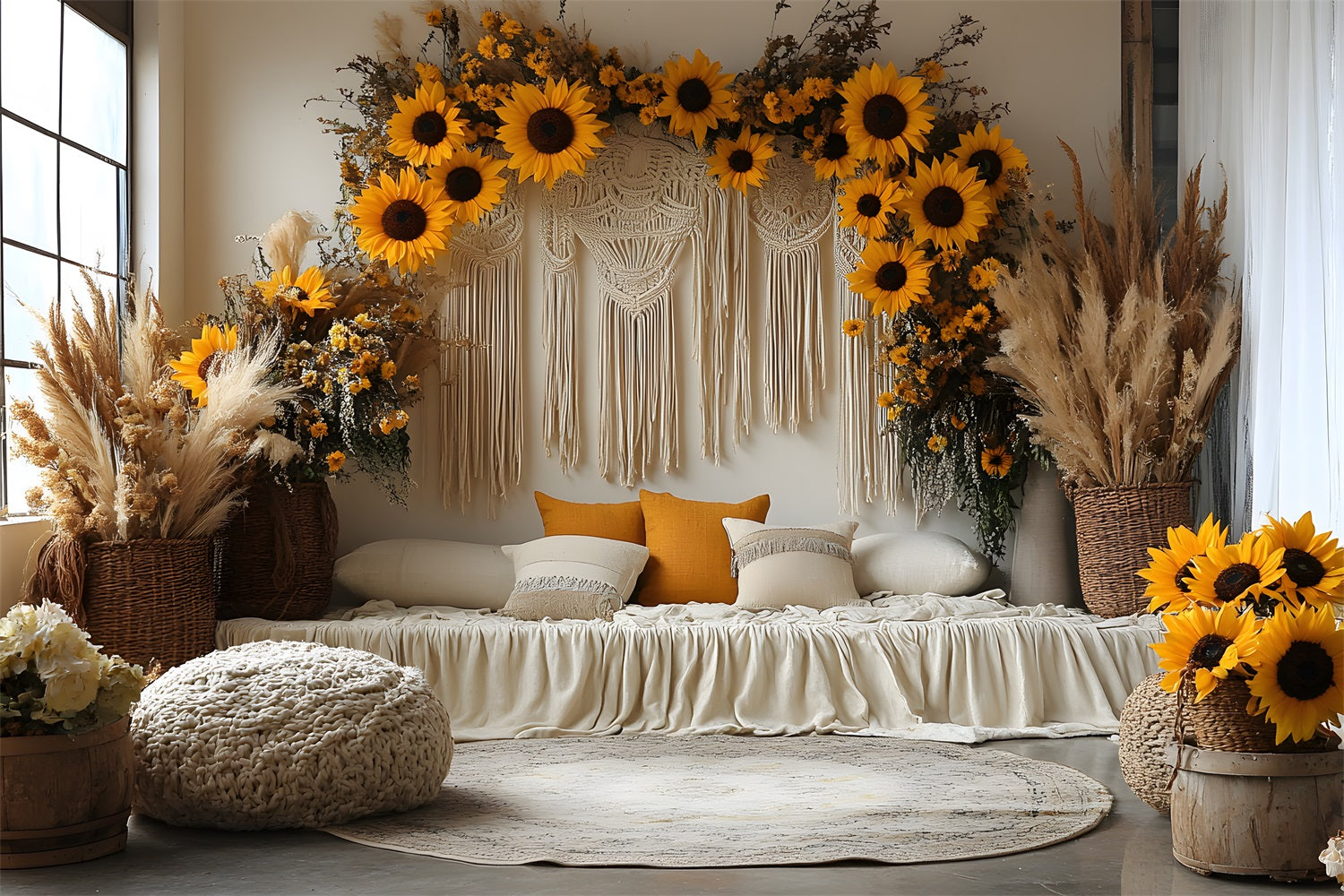Fondale Sunflower Macrame Boho Lounge RR8-456