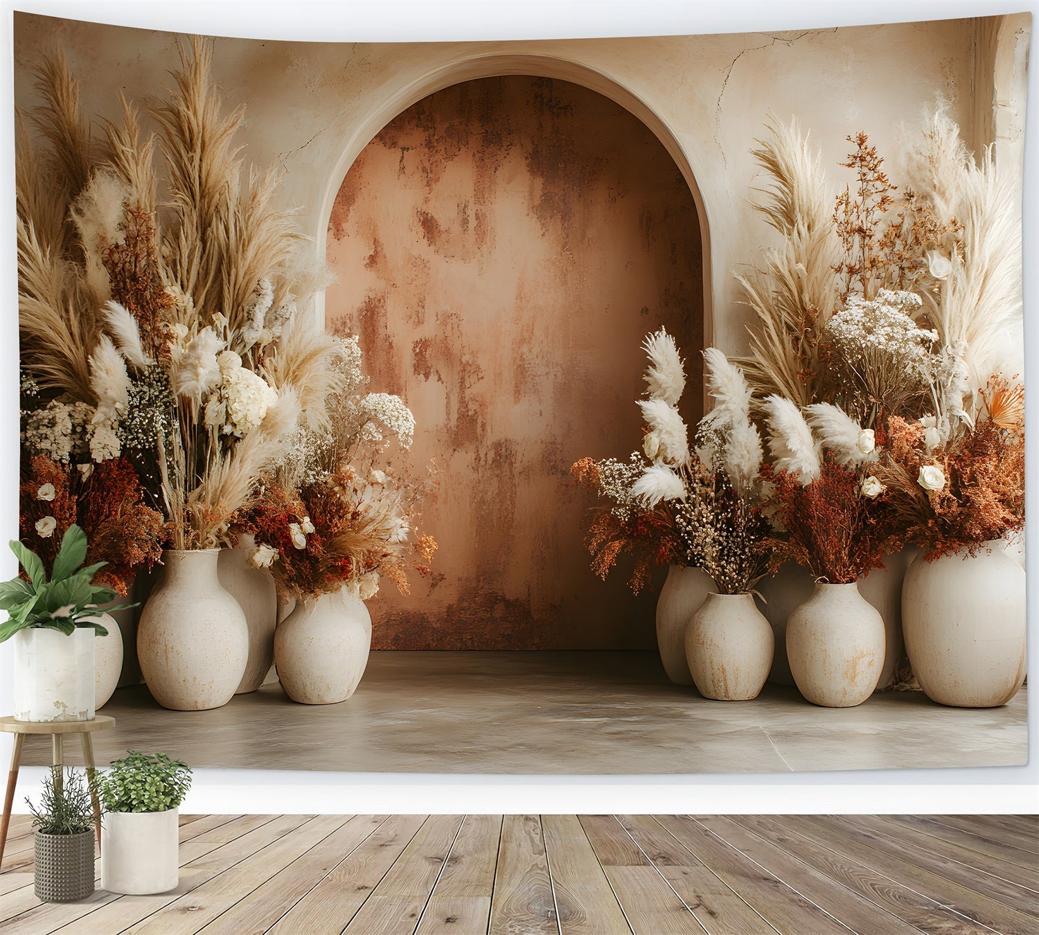 Sfondo Boho Pampa In Terracotta Con Arco RR8-482