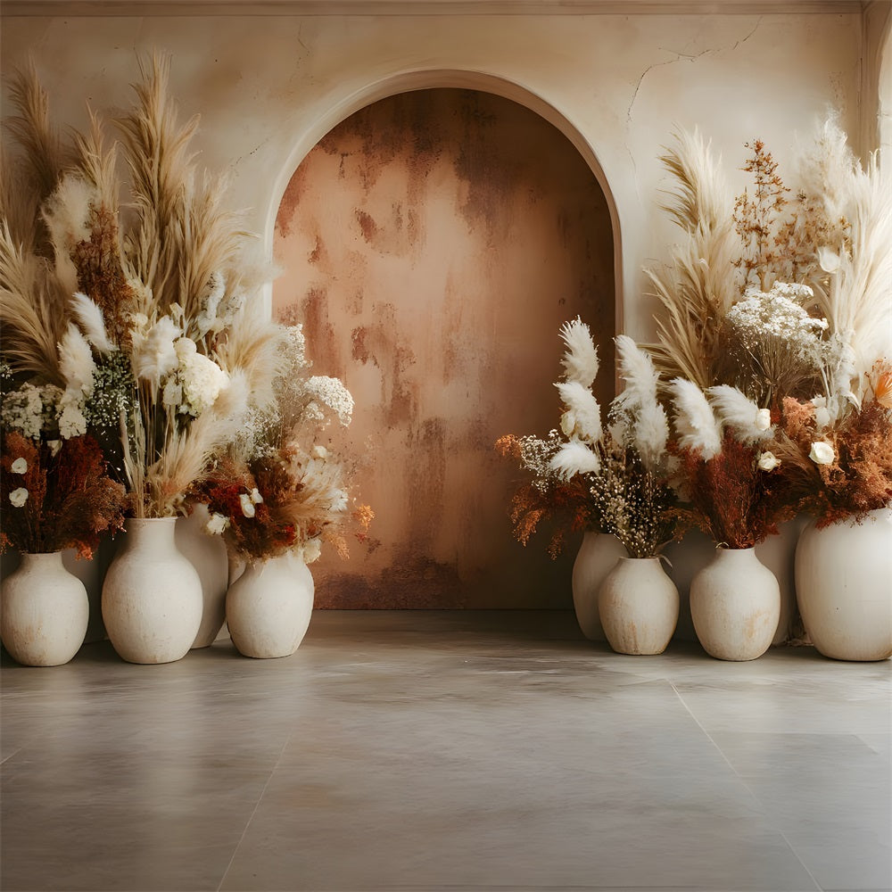 Sfondo Boho Pampa In Terracotta Con Arco RR8-482