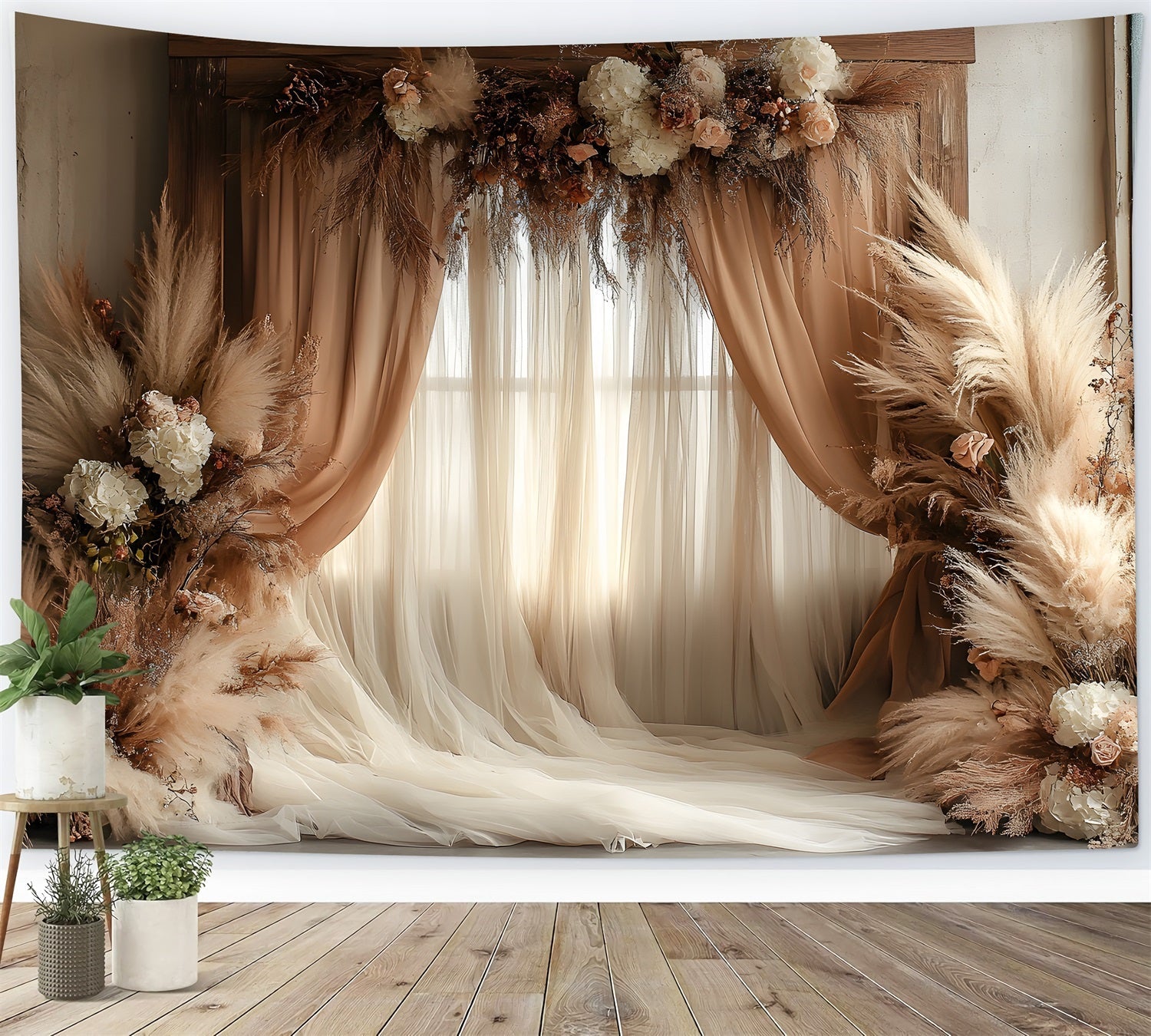 Sfondo Boho Pampas Dreamy Dusty Rose RR8-499