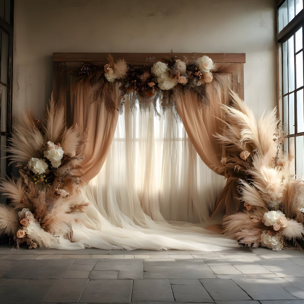 Sfondo Boho Pampas Dreamy Dusty Rose RR8-499