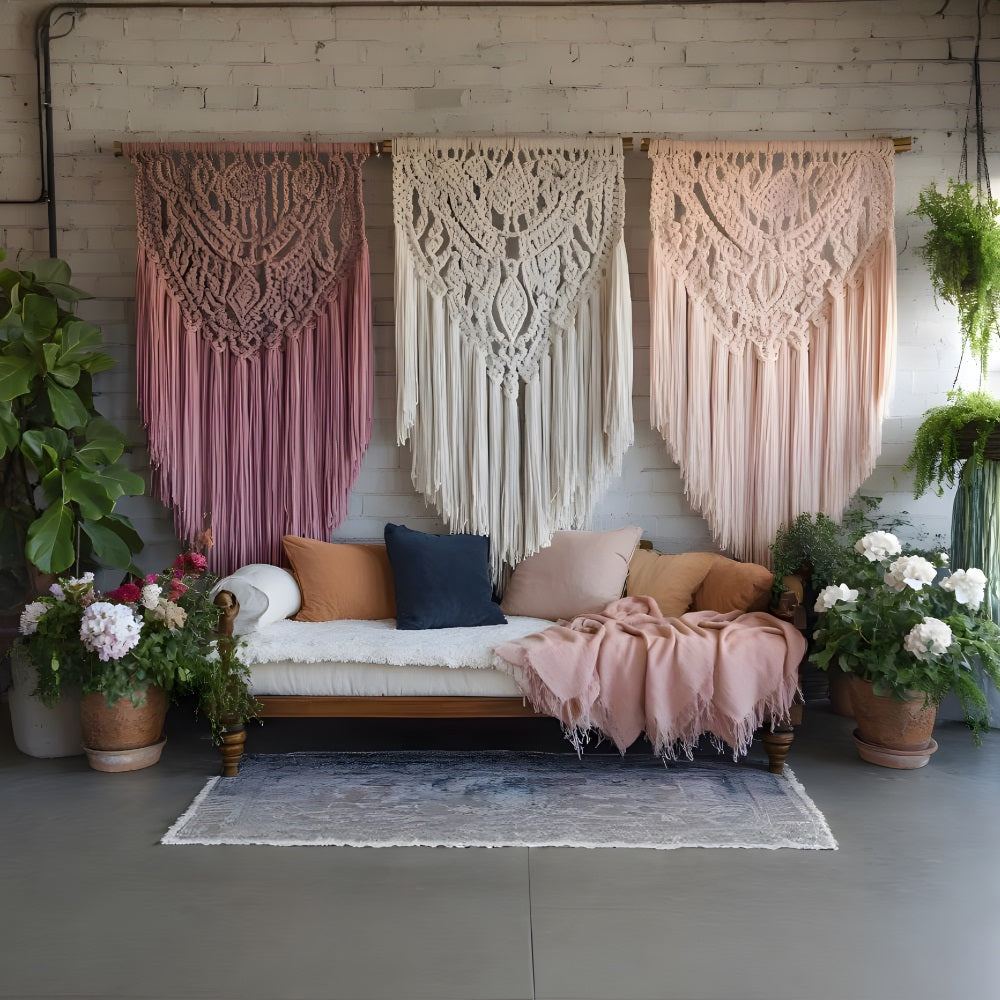 Fondale Bohemien Sospeso In Triplo Macrame RR8-503