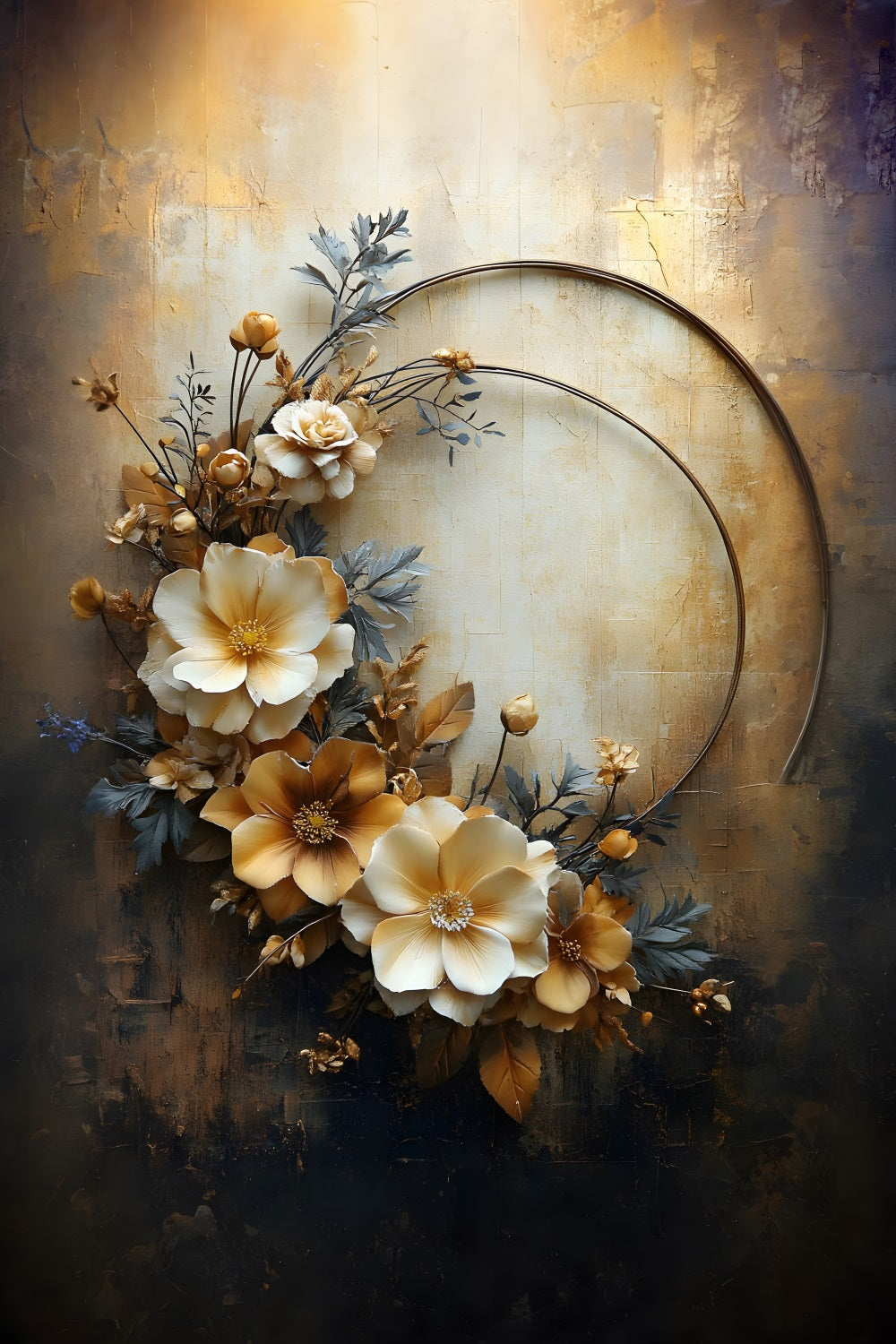 Sfondo Boho Vintage In Velluto Autunnale Con Foglie RR8-517