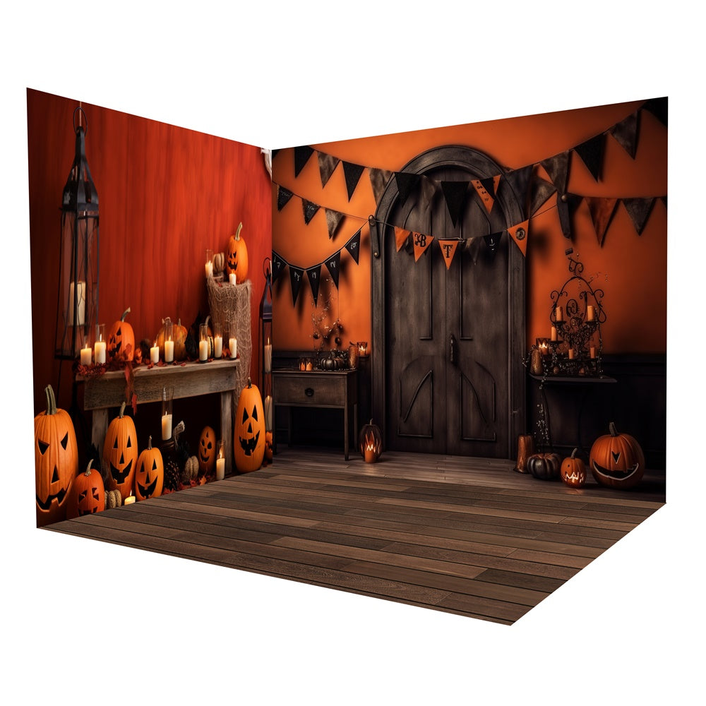 Set Per Camera Con Sfondo Zucca Da Muro Per Porta Retro Di Halloween RR8-649