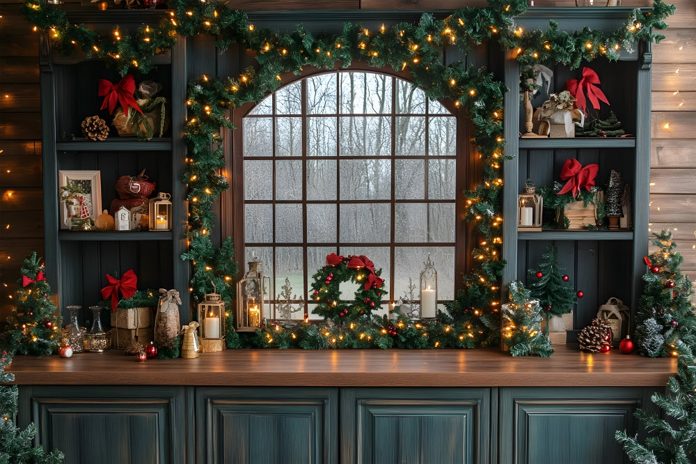 Sfondo Di Luci Natalizie Per Finestre Da Cucina RR8-75