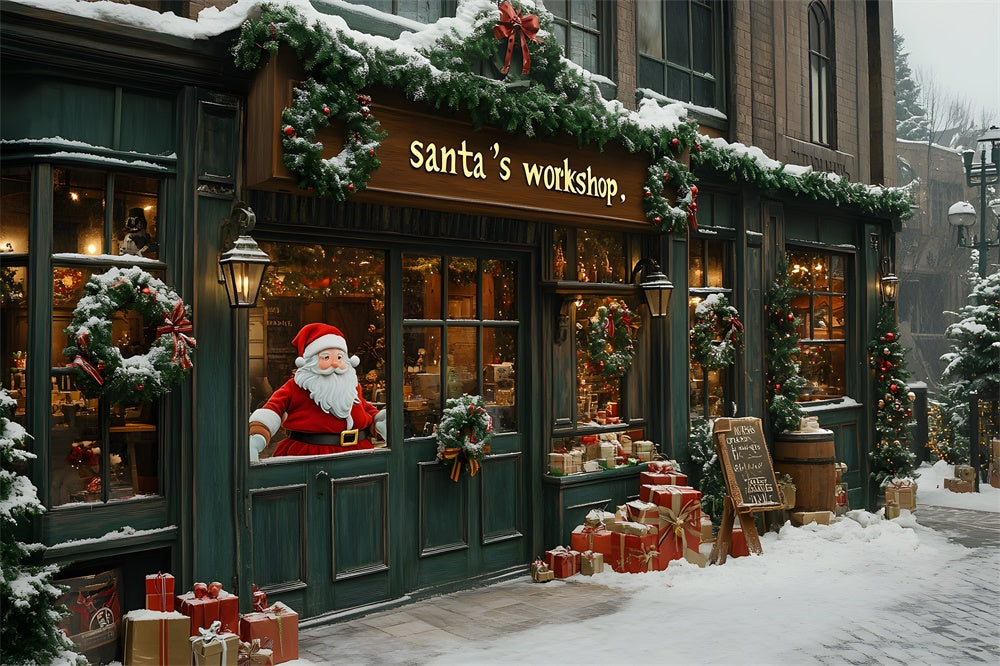 Sfondo Di Neve Del Laboratorio Di Babbo Natale Di Natale RR8-84