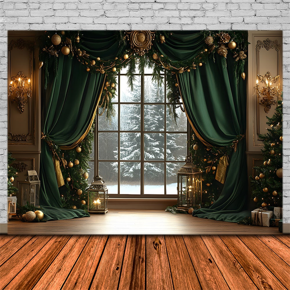 Ghirlanda Di Natale Finestra Alberi Di Neve Sfondo RR8-87