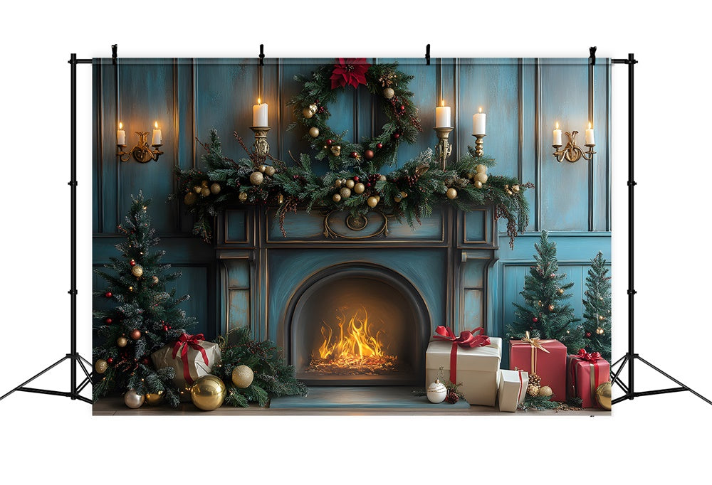 Sfondo Di Scatole Regalo Per Candele Per Camino Natalizio RR8-98