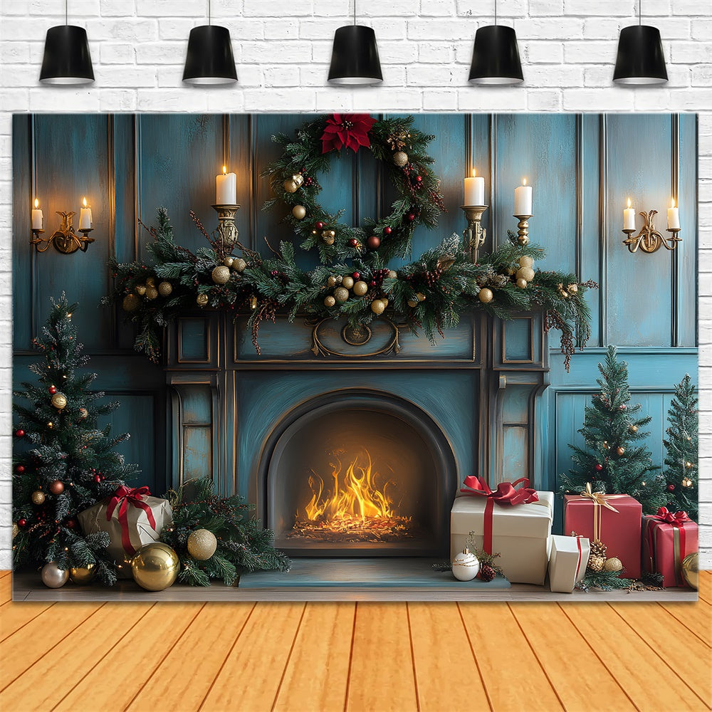 Sfondo Di Scatole Regalo Per Candele Per Camino Natalizio RR8-98
