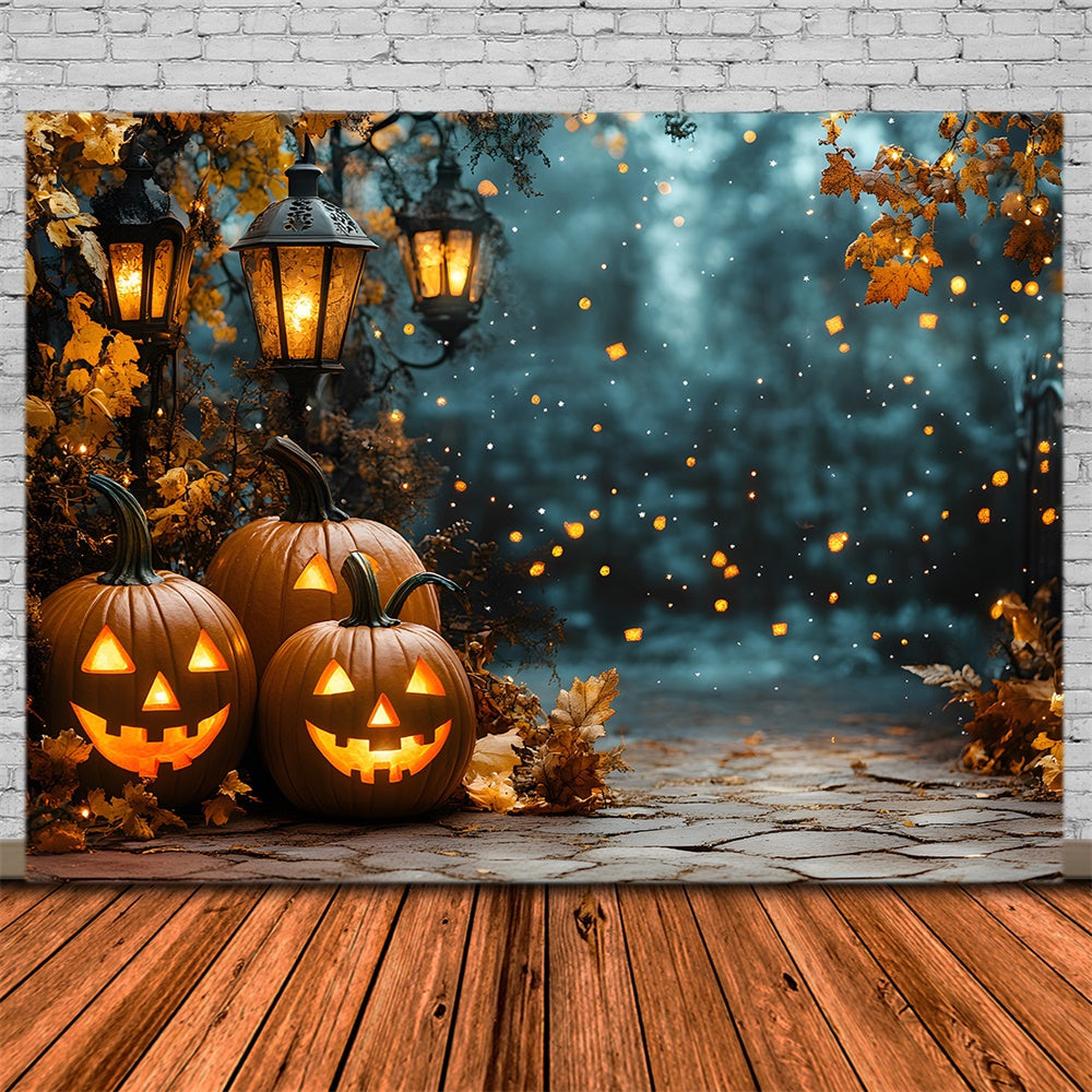 Sfondo Di Foglie Di Acero Appassite Con Zucca Di Halloween RR9-111
