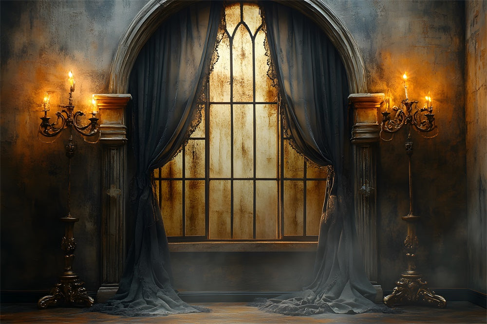 Sfondo Per Finestra Con Candele Da Parete Vintage Di Halloween RR9-118