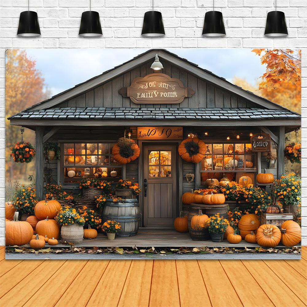 Sfondo Di Fiori Di Raccolta Della Casa Della Zucca Autunnale RR9-18