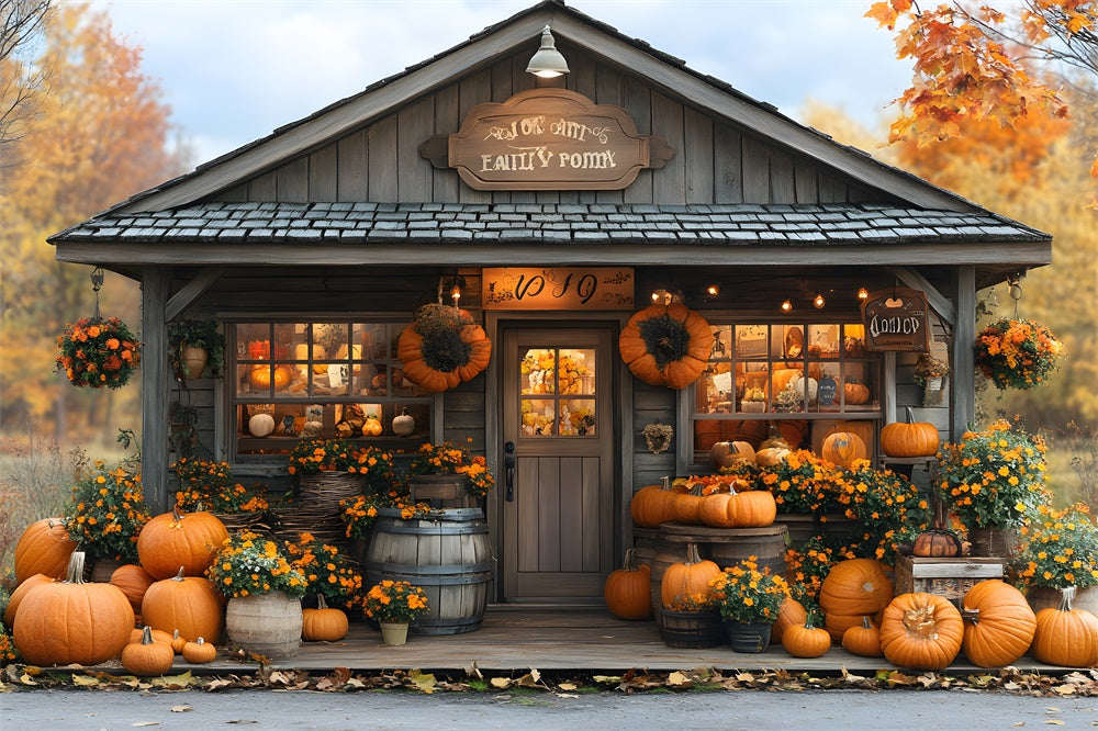 Sfondo Di Fiori Di Raccolta Della Casa Della Zucca Autunnale RR9-18