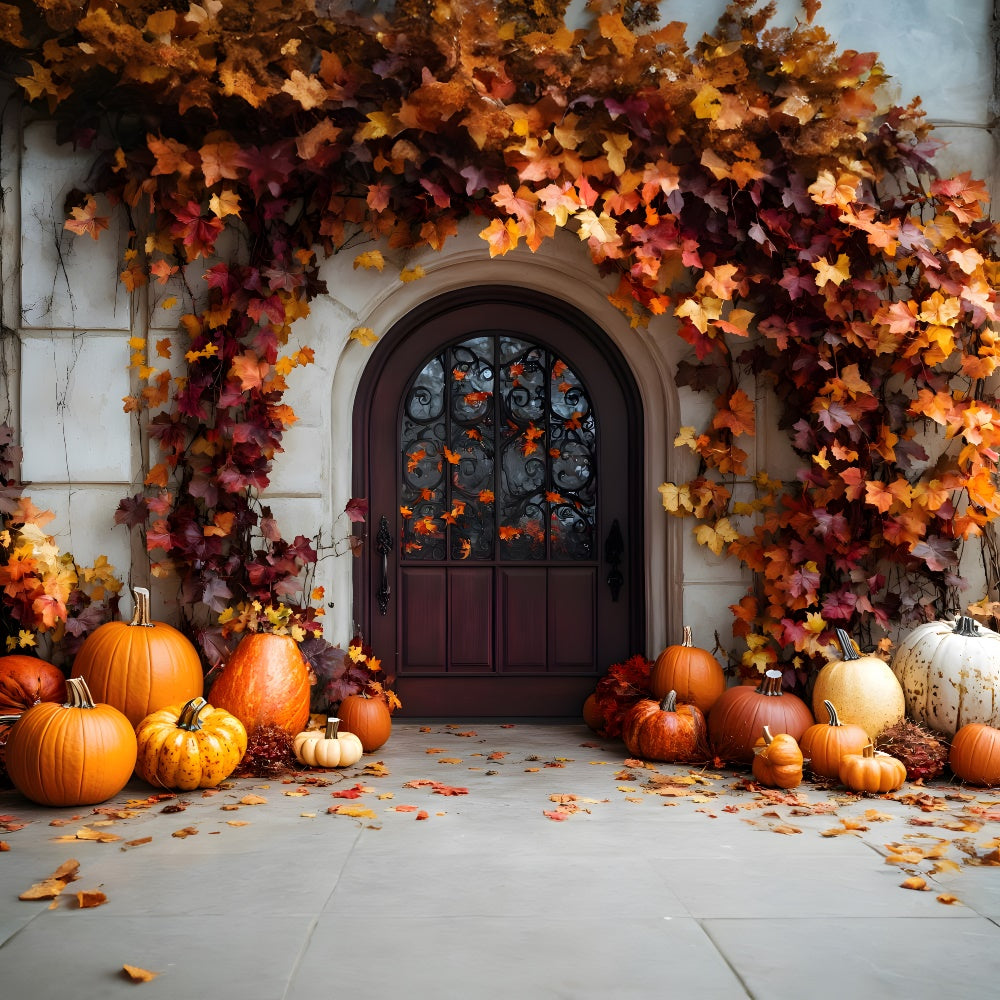 Sfondo Di Zucca Autunnale Porta Foglie D'Acero RR9-39