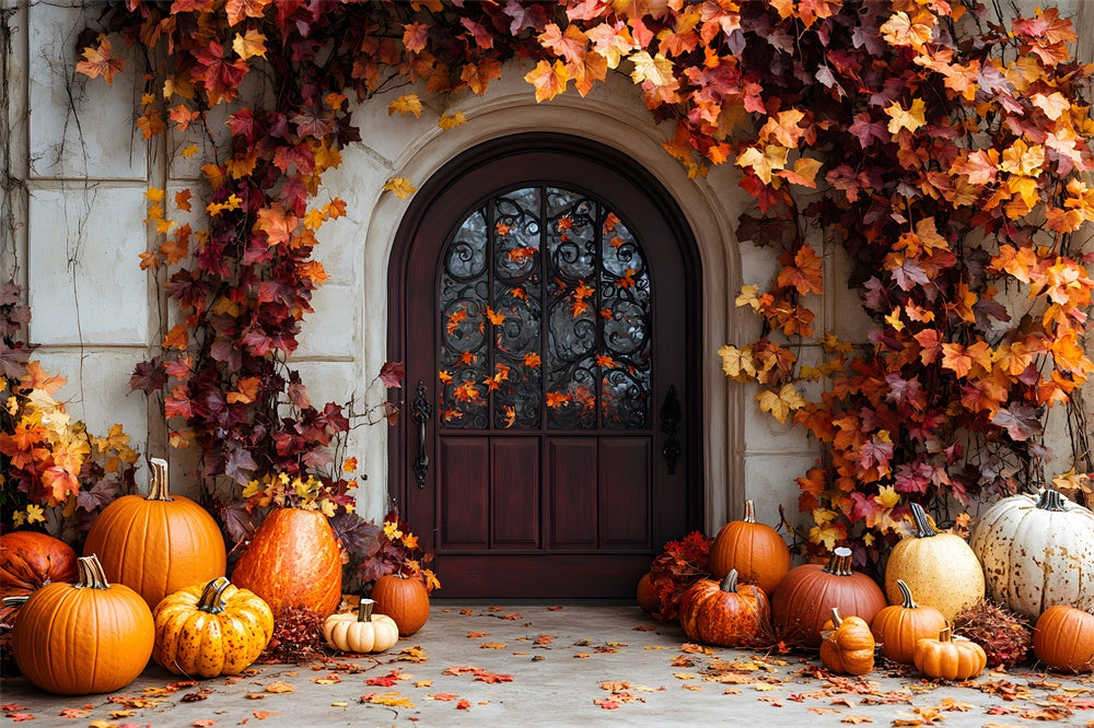 Sfondo Di Zucca Autunnale Porta Foglie D'Acero RR9-39