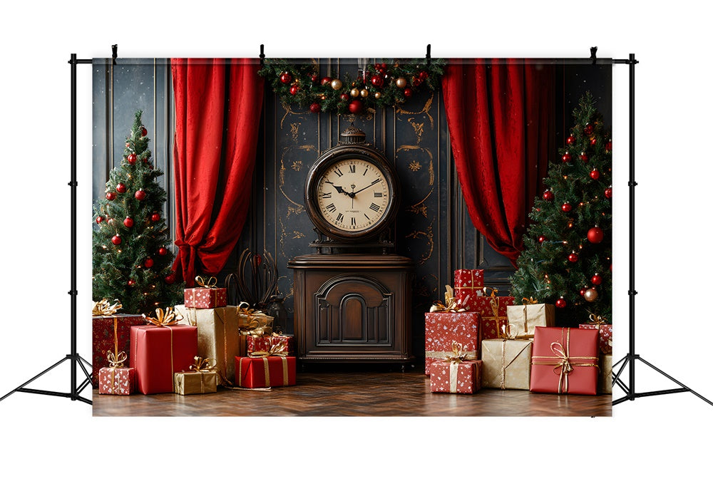 Orologio Da Parete Retro Di Natale Scatole Regalo Sfondo RR9-42