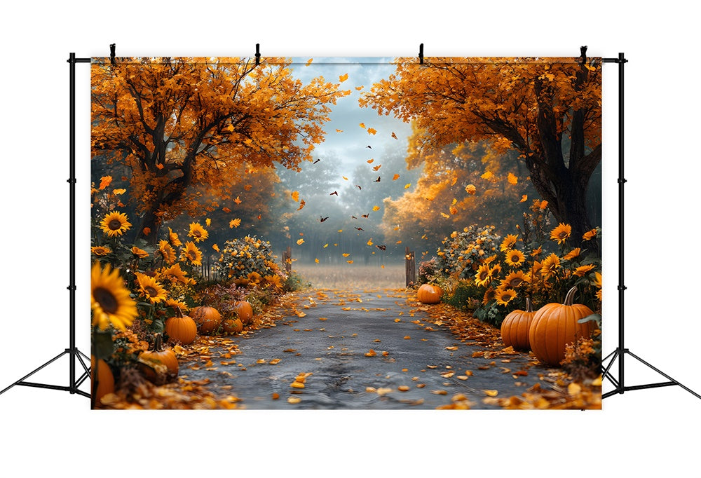 Sfondo Di Zucca Autunno Acero Foresta Girasole RR9-5