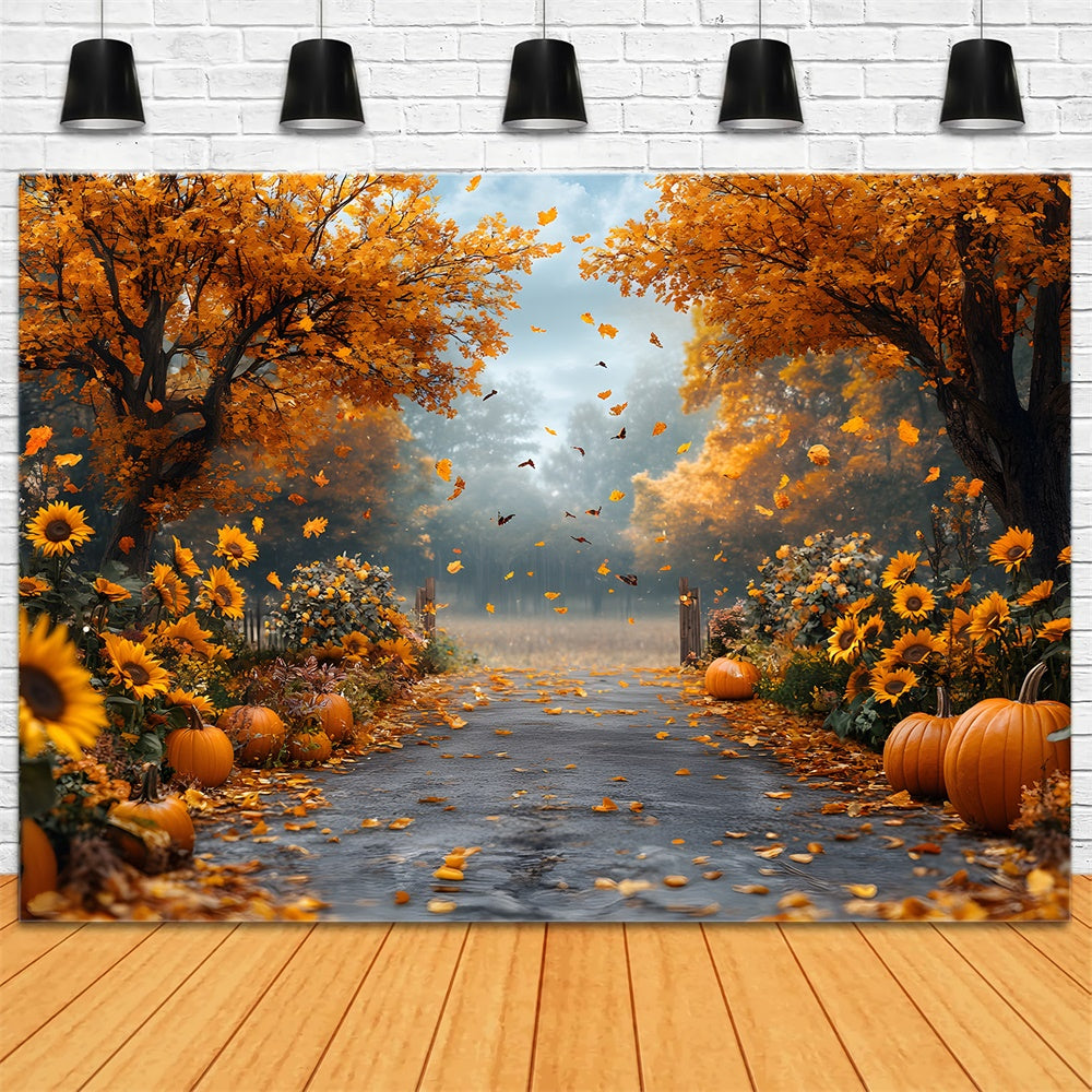 Sfondo Di Zucca Autunno Acero Foresta Girasole RR9-5
